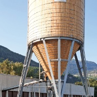 Silo rond en bois d'une capacité de 400m3, base de la viabilité hivernal Sion, canton du Valais 
