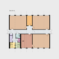 Floor plan of the small base model with functional spaces in modular timber construction