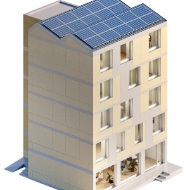 Visuel d’une densification à plusieurs étages, en bois, dans une zone urbaine