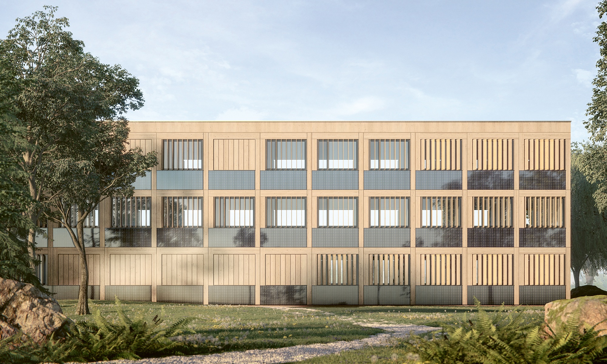 Facade elements offer protection and give character to modular timber schools