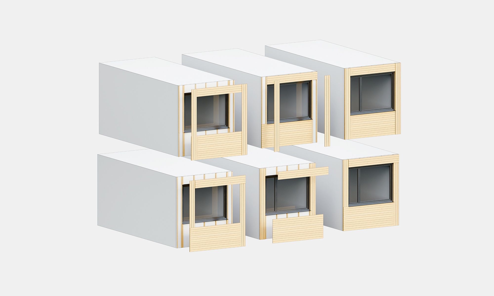 Eléments de façade avec différents agencements et des matériaux individuels