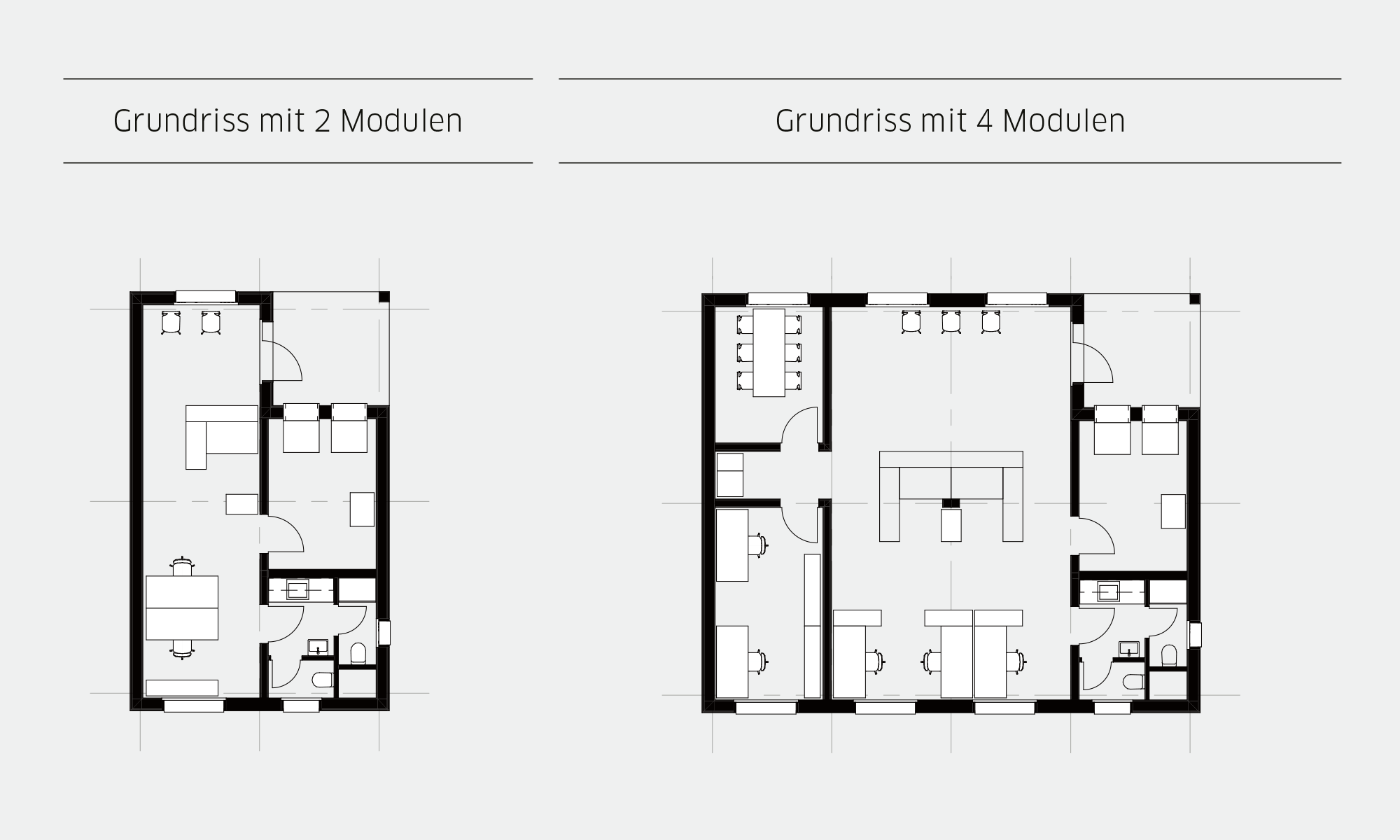 Holzmodul-Pavillon in verschiedenen Standardgrössen und Grundrissgestaltungen