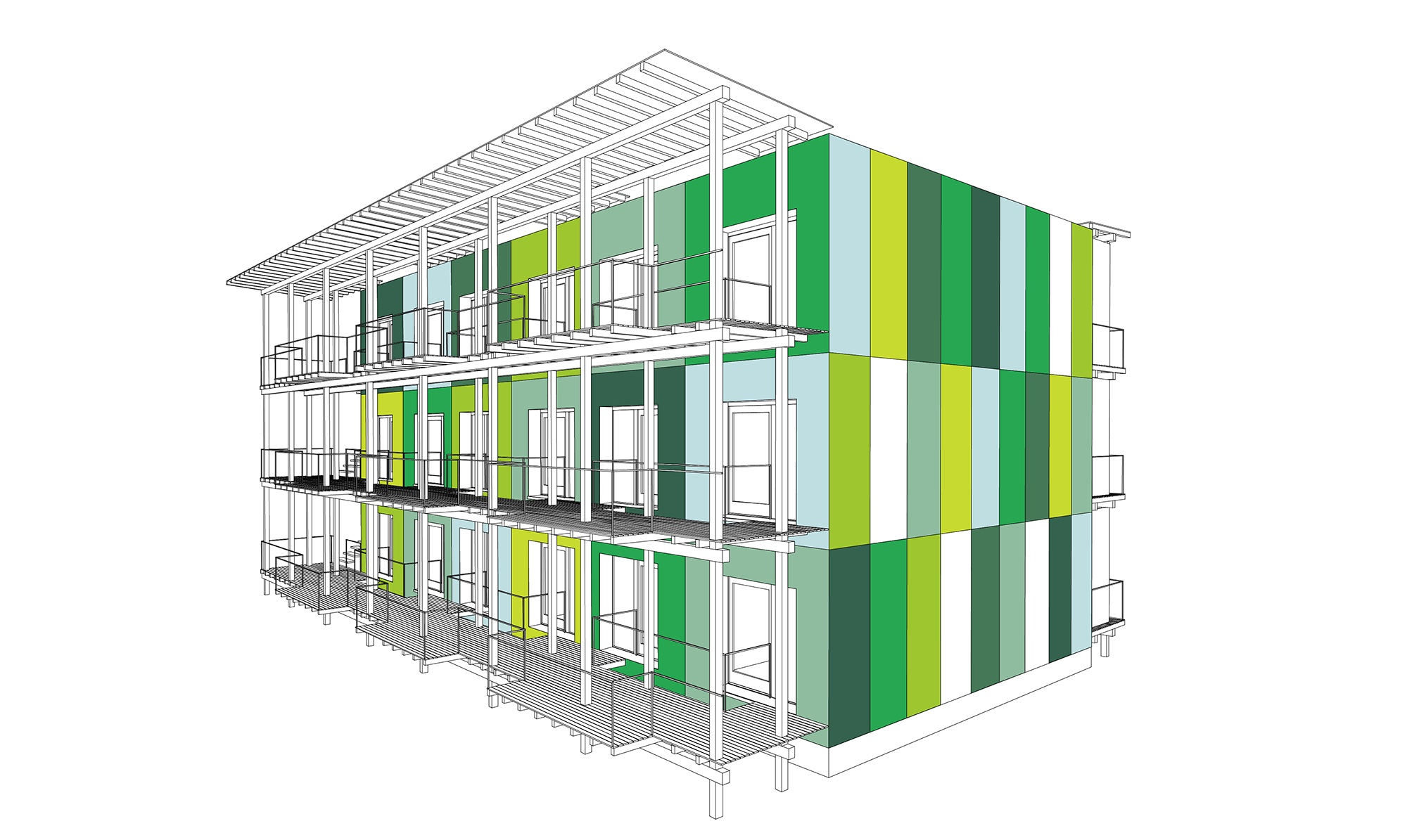 Visualisierung Mikrowohnungen Holzmodulbau