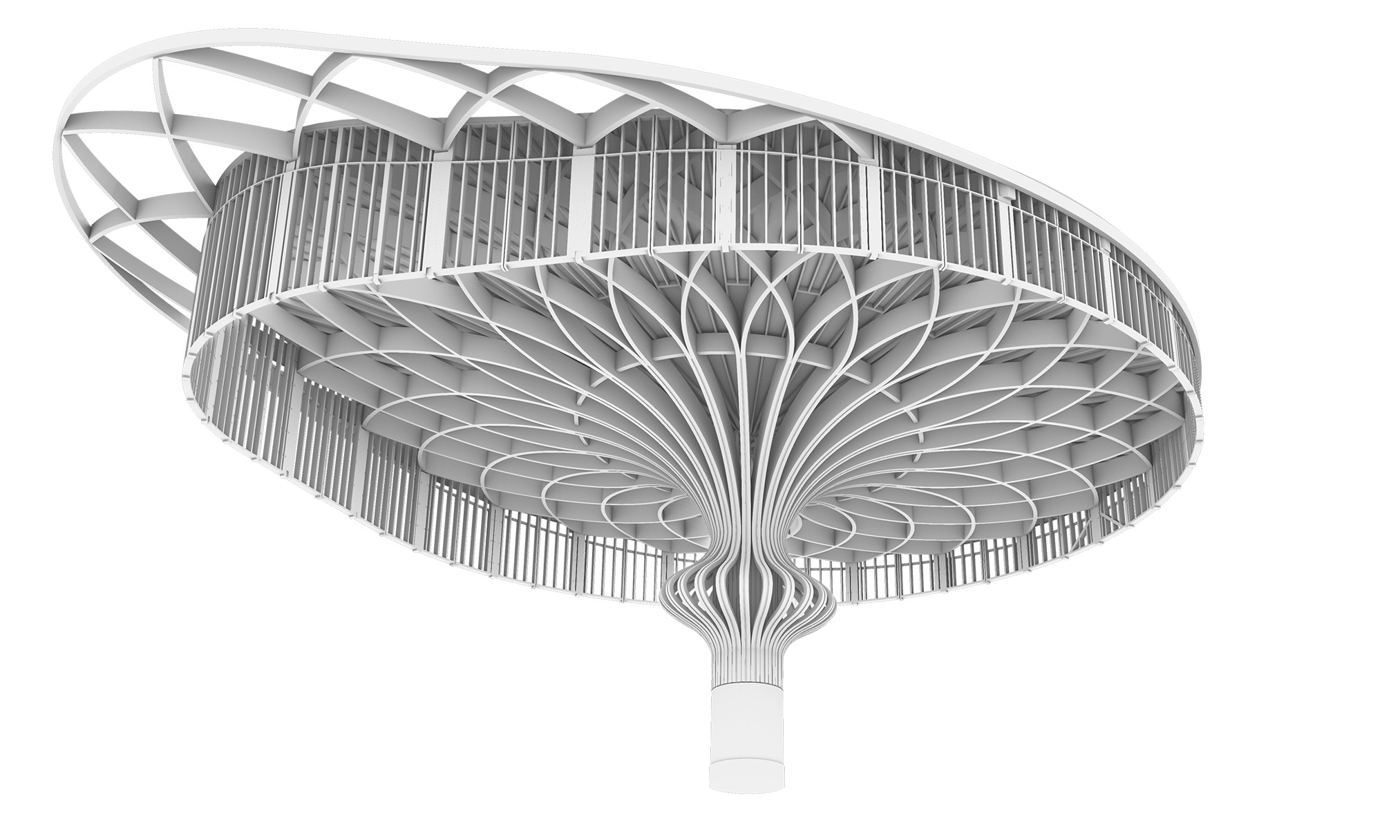 Detaillierte technische Zeichnung in Schwarz-Weiss der Tragstruktur des Neubaus Holland Casino Venlo