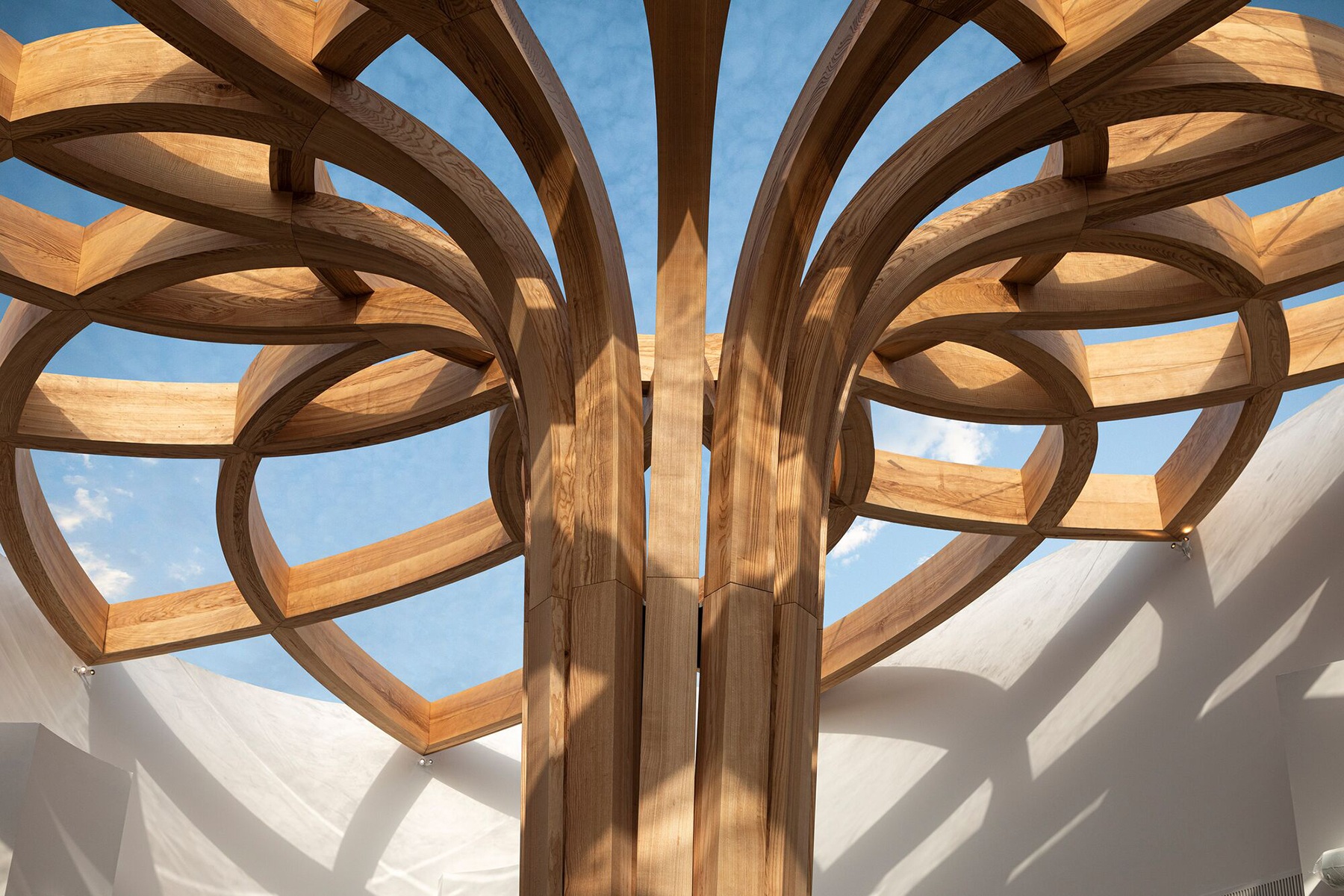 Free Form-Holzstruktur in Sonnenblumenform