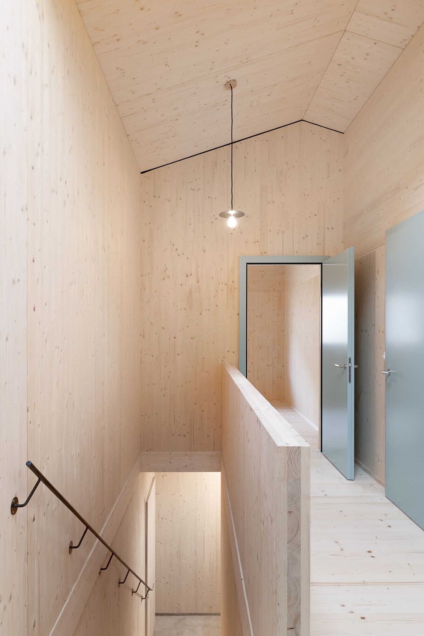 Stairwell and hallway, all in timber