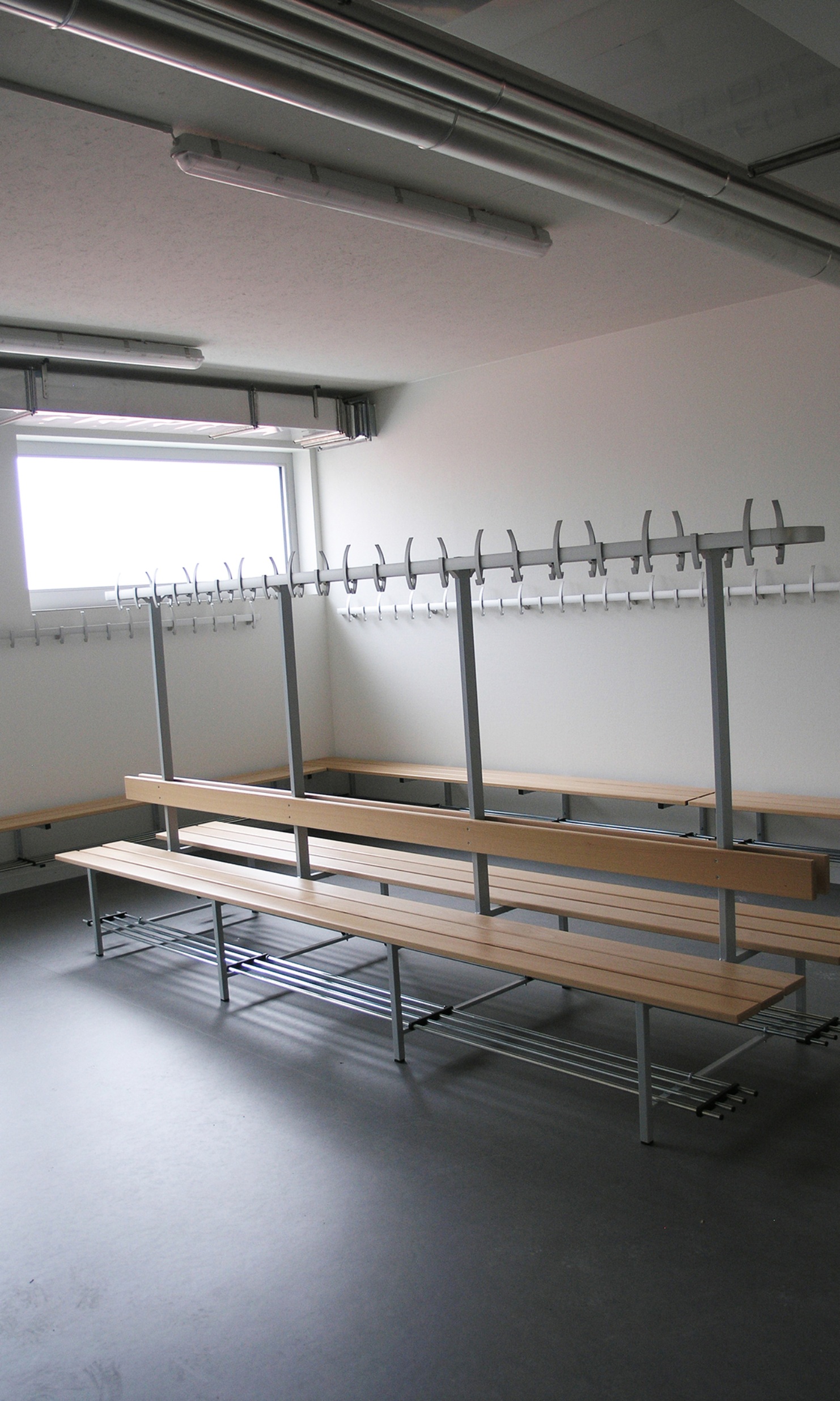 The changing rooms offer sufficient storage space for bags and shoes.