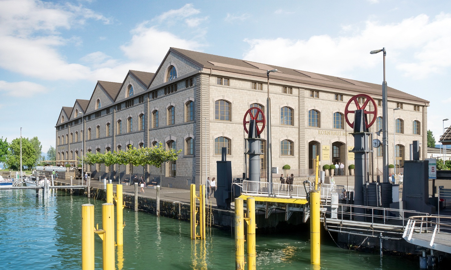 View of the granary conversion from the harbour in Romanshorn.
