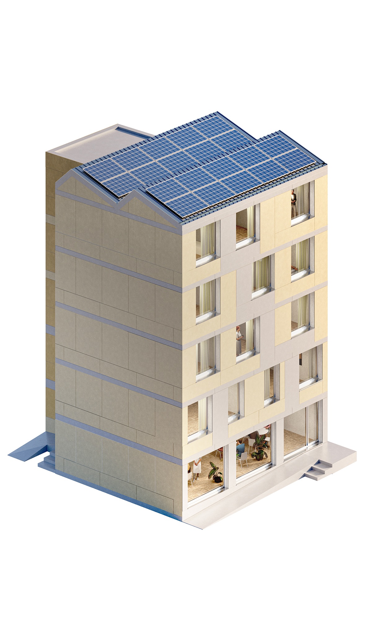 Visuel d’une densification à plusieurs étages, en bois, dans une zone urbaine
