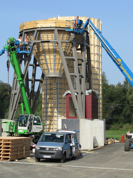 Assembly of hopper and cylinder of the grit silo in Haigerloch Germany