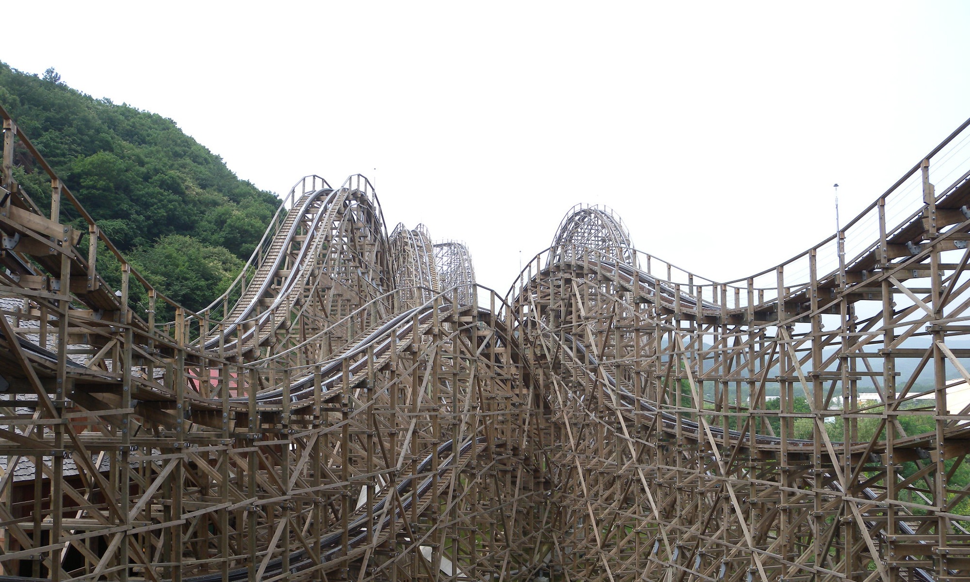Close-up of the timber roller coaster