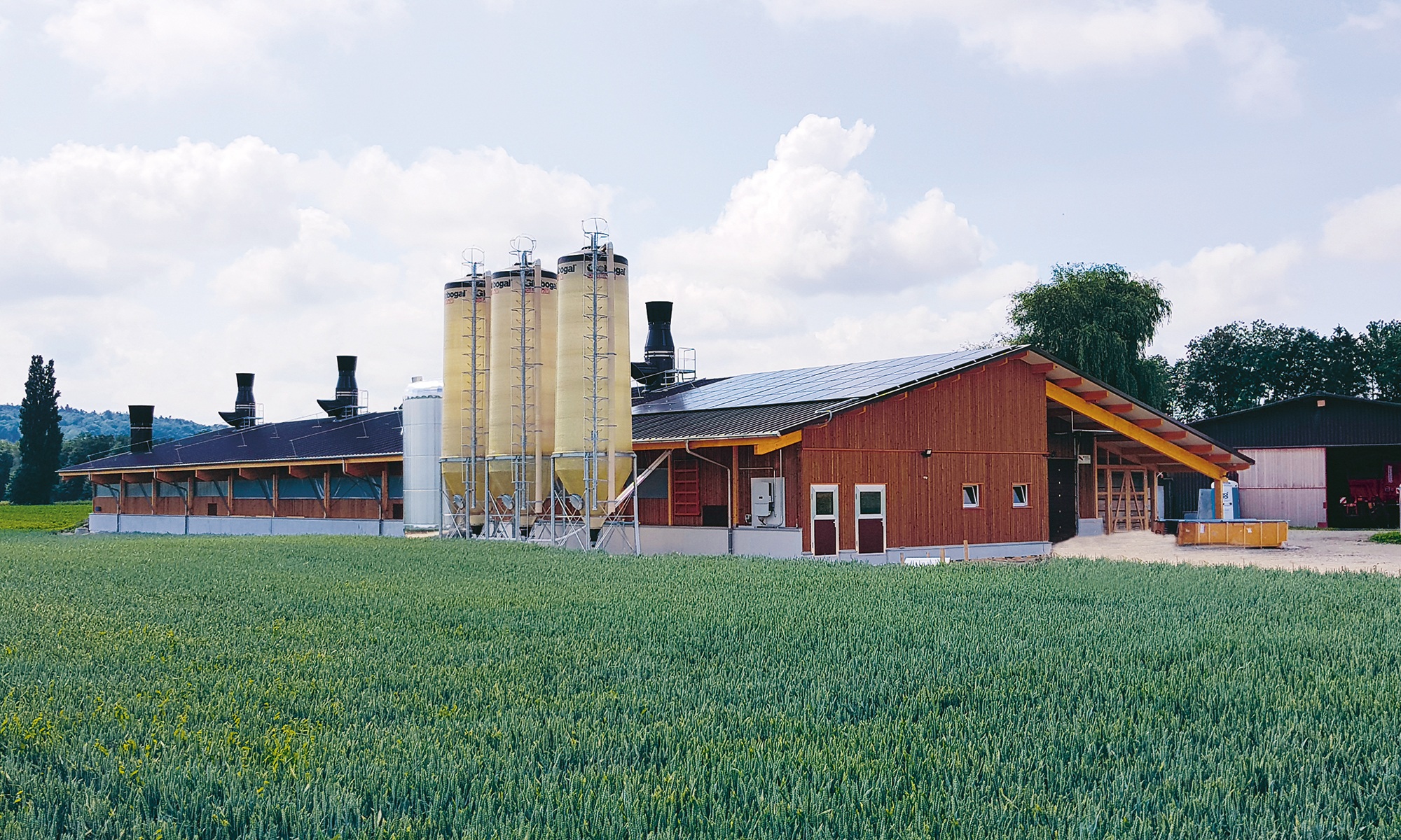 The timber construction provides ample space for agricultural purposes.