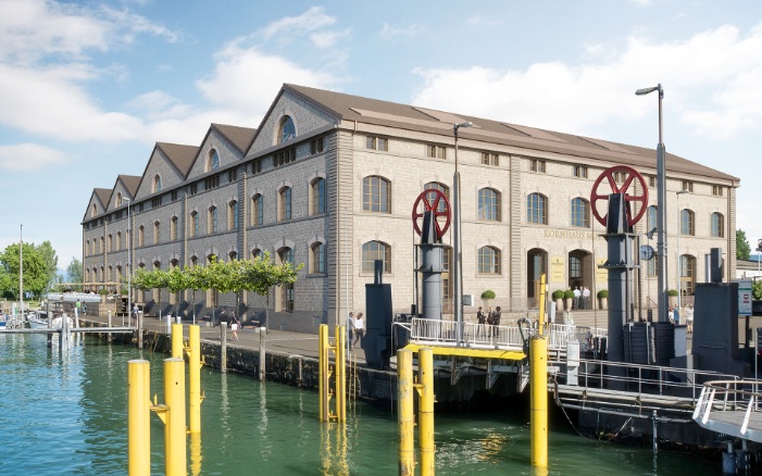 View of the granary conversion from the harbour in Romanshorn.
