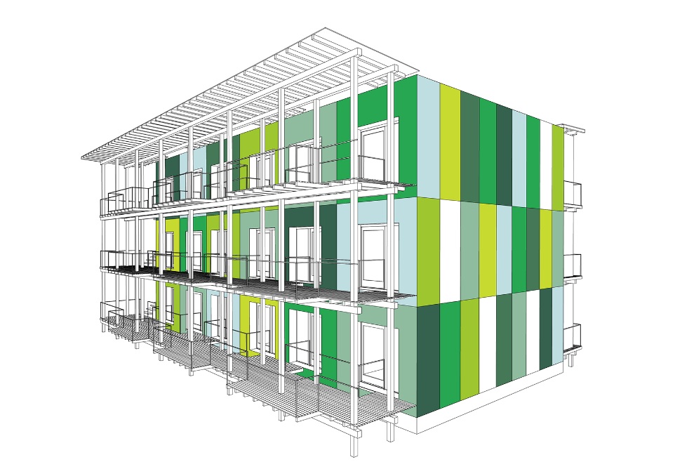 Visualisierung Mikrowohnungen Holzmodulbau