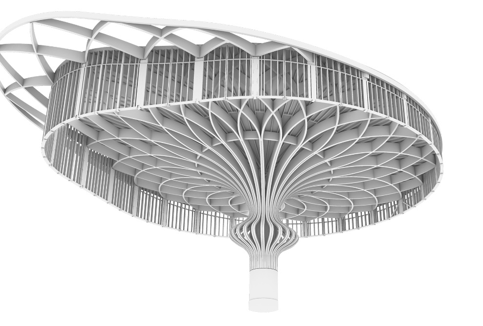 The flower-shaped supporting structure in detail.
