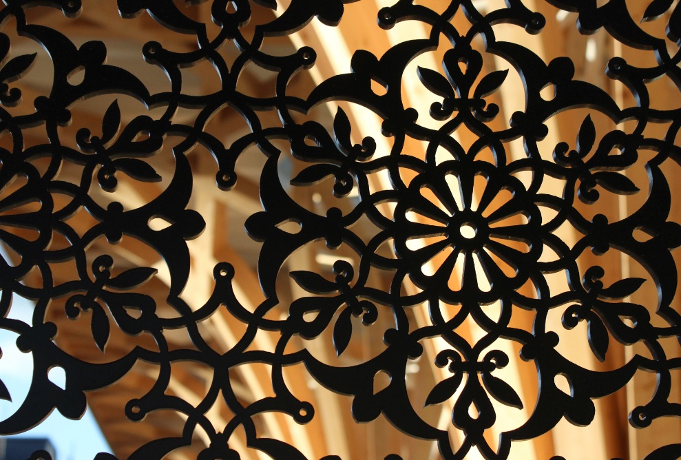 Detailed view of the oriental patterned wall of the Cambridge Mosque
