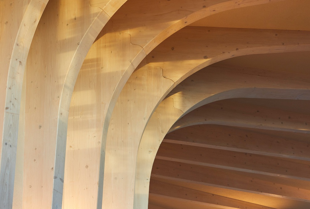 Close-up of the extraordinary timber-frame construction.